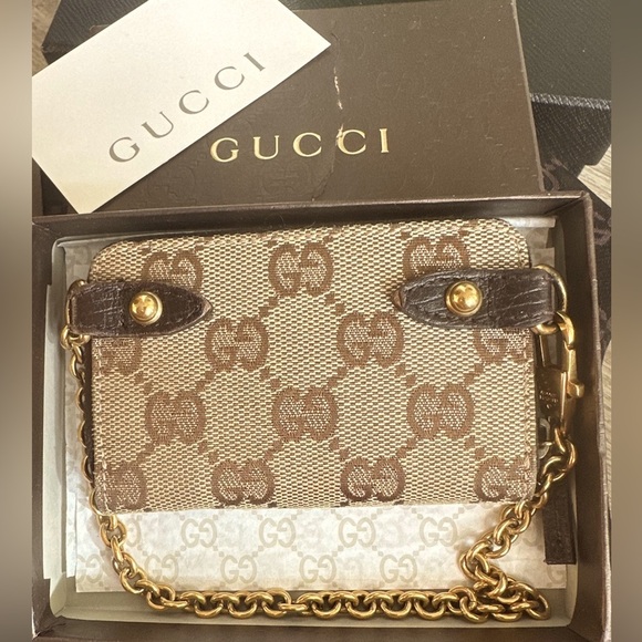 Gucci GG Canvas w Leather Micro Mini Chain Pouch Bag - Picture 4 of 16